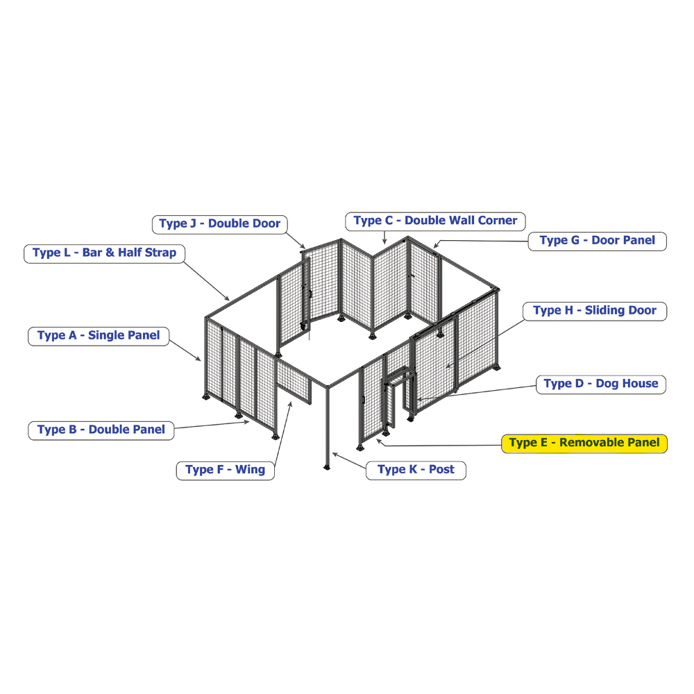 E3-2135-0450-0150-GYMTA SINGLE REMOVABLE PANEL WITH LEGS 2135MM X 450MM 1" MESH, FULLY ASSEMBLED